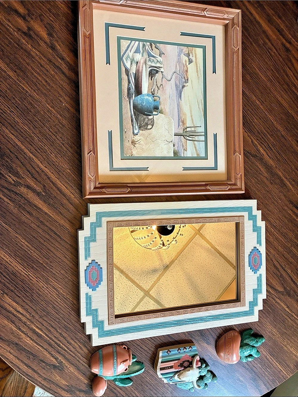 5-Pc Vintage 90s Southwestern Gallery Wall Decor Set - Burwood Mirror, Plaques &